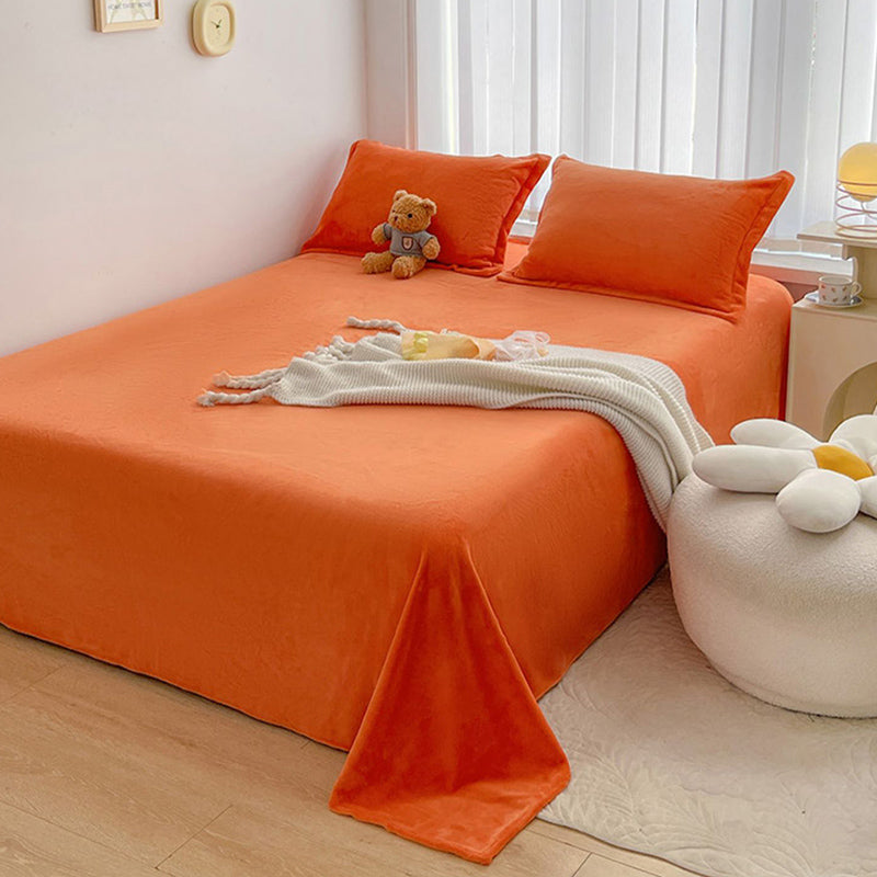 Solid Color Bed Sheet Set 100 Cotton Flannel Ultra Soft Bed Sheet Set