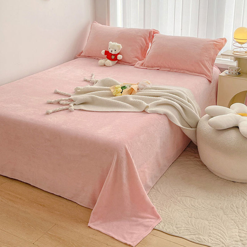 Solid Color Bed Sheet Set 100 Cotton Flannel Ultra Soft Bed Sheet Set