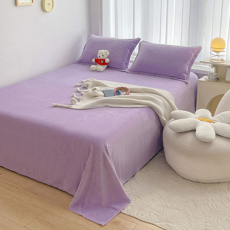 Solid Color Bed Sheet Set 100 Cotton Flannel Ultra Soft Bed Sheet Set