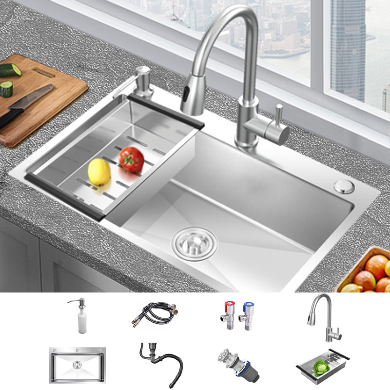 Modern Style Kitchen Sink Overflow Hole Design Drop-In Kitchen Sink with Soundproofing