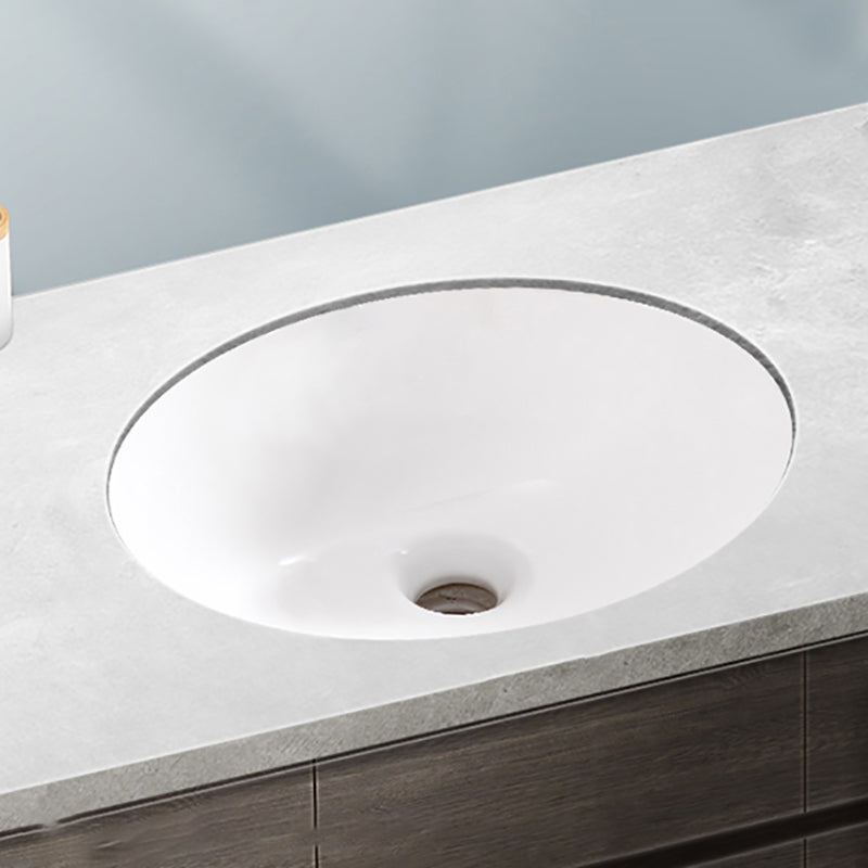 Modern Porcelain Bathroom Sink in White  with Overflow Undermount Sink