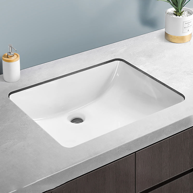 Modern Porcelain Bathroom Sink in White  with Overflow Undermount Sink
