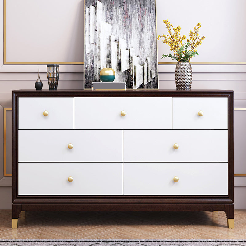Modern Horizontal Double Dresser Solid Wood Storage Dresser for Bedroom