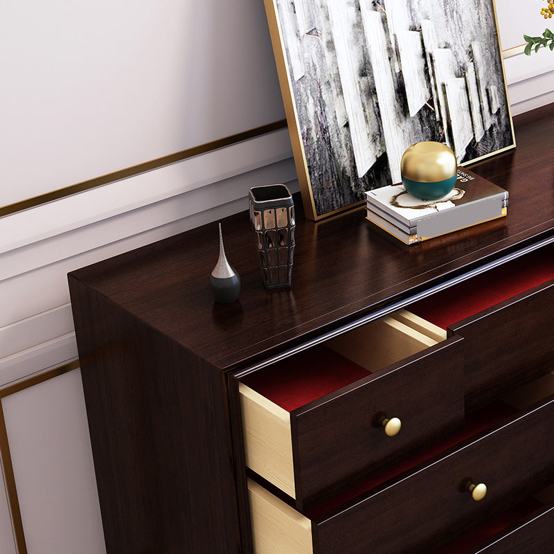 Modern Horizontal Double Dresser Solid Wood Storage Dresser for Bedroom