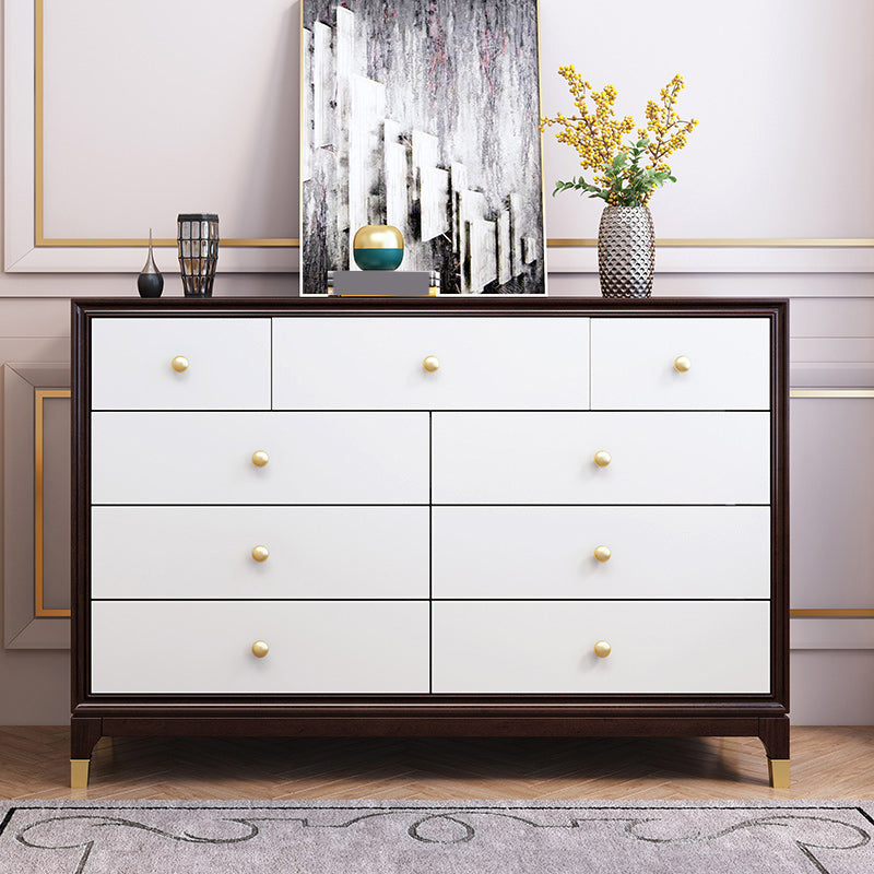 Modern Horizontal Double Dresser Solid Wood Storage Dresser for Bedroom