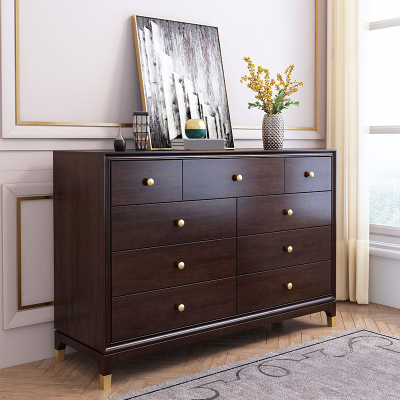 Modern Horizontal Double Dresser Solid Wood Storage Dresser for Bedroom