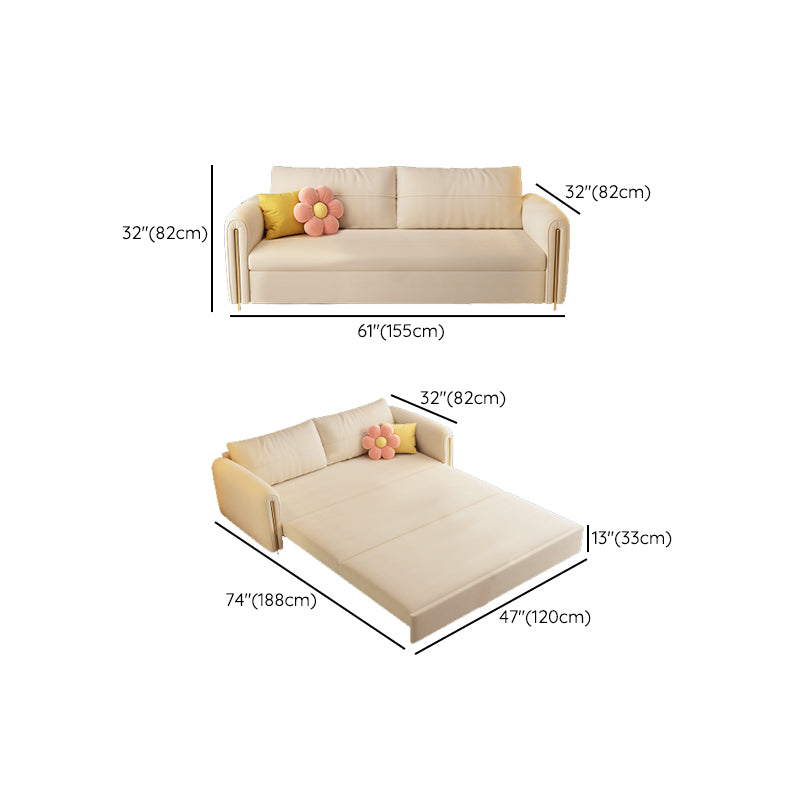 32" Wide Scandinavian Sofa Futon White Foldable Sleeper Sofa