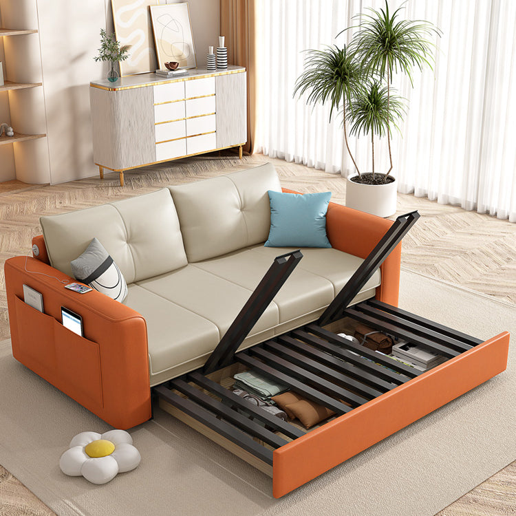 39" Wide Scandinavian Sofa Futon White Pillow Included Sleeper Sofa