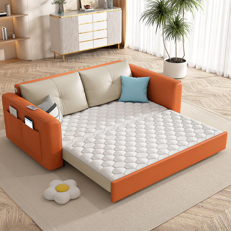 39" Wide Scandinavian Sofa Futon White Pillow Included Sleeper Sofa