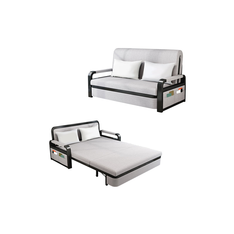 Modern Futon Sofa Bed Fabric with Storage Cushion Back Square Arms Sleeper Sofa