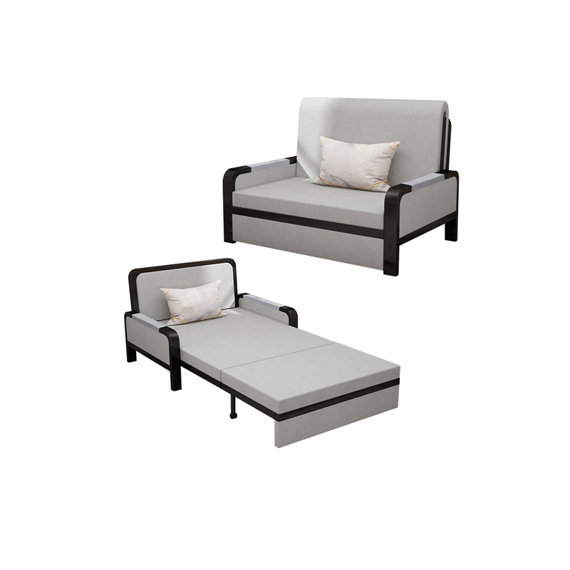 Modern Futon Sofa Bed Fabric with Storage Cushion Back Square Arms Sleeper Sofa