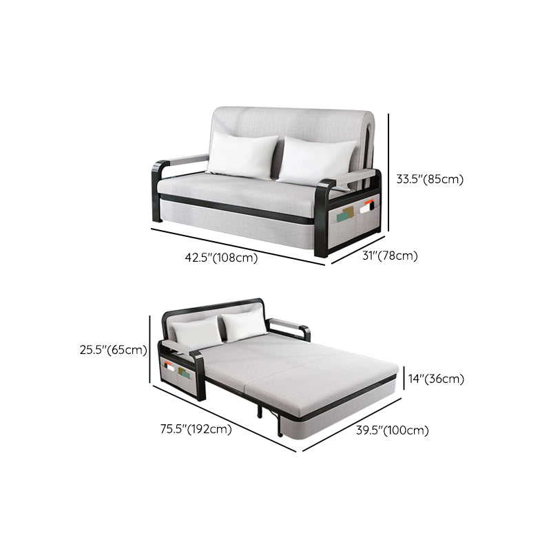 Modern Futon Sofa Bed Fabric with Storage Cushion Back Square Arms Sleeper Sofa
