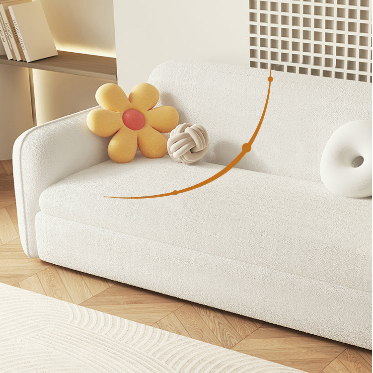 Scandinavian Sleeper Sofa Fabric White with Storage Cushion Back Square Arms