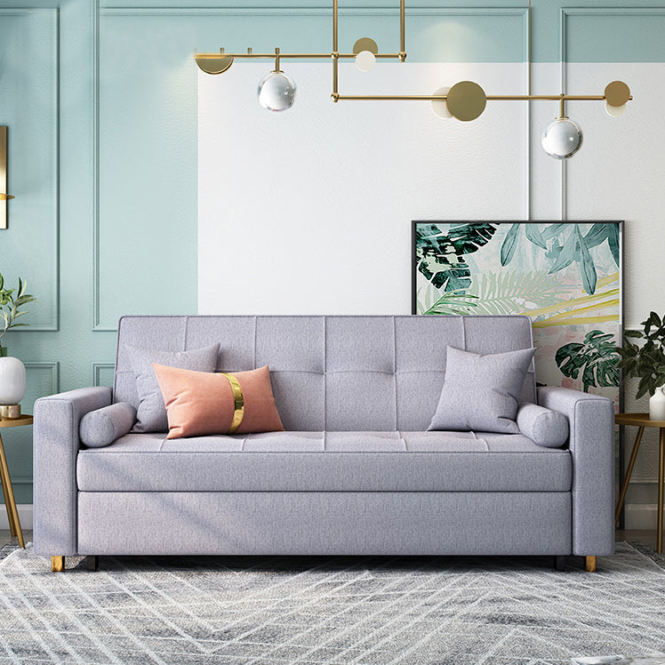 Scandinavian Futon Sofa Bed Upholstered Cushion Back Square Arms Sleeper Sofa