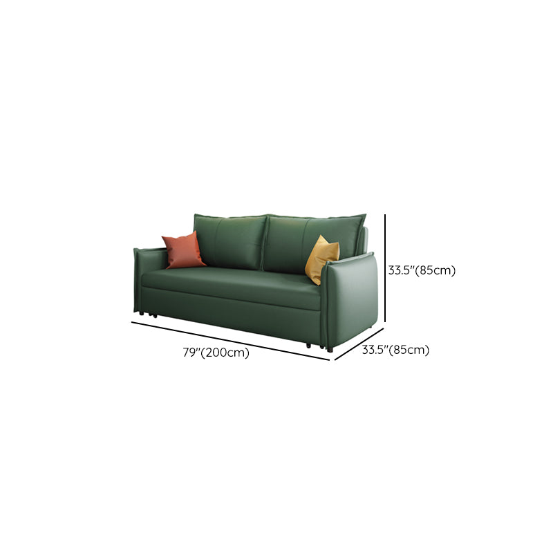 Contemporary Futon Sofa Bed Metal Green with Storage Pillow Back Square Arms