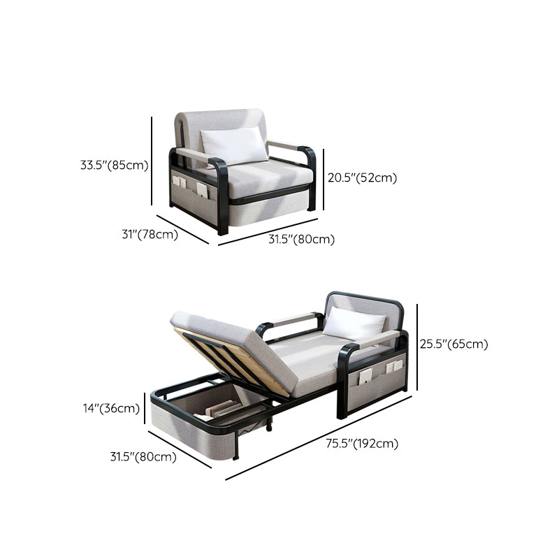 30" Wide Contemporary Sofa Futon Gray Pillow Included Storage Sleeper Sofa