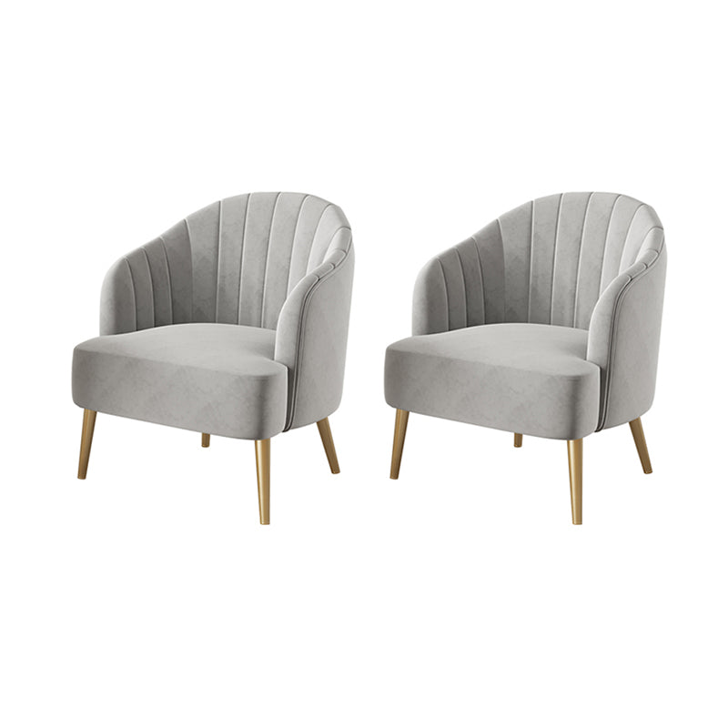 Sewn Pillow Back 4 Legs Chair Upholstered Recessed Arms Chair