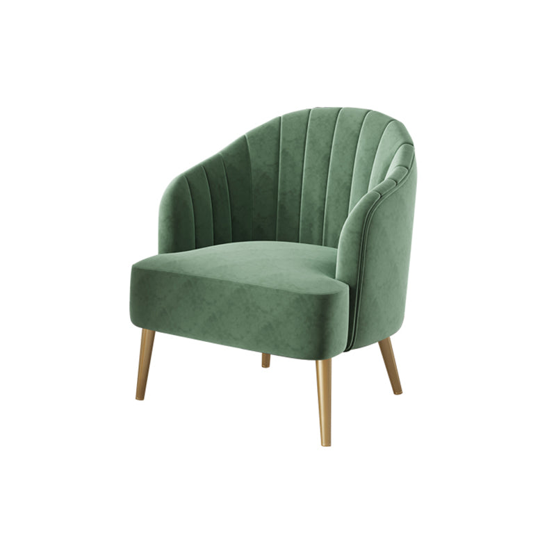 Sewn Pillow Back 4 Legs Chair Upholstered Recessed Arms Chair