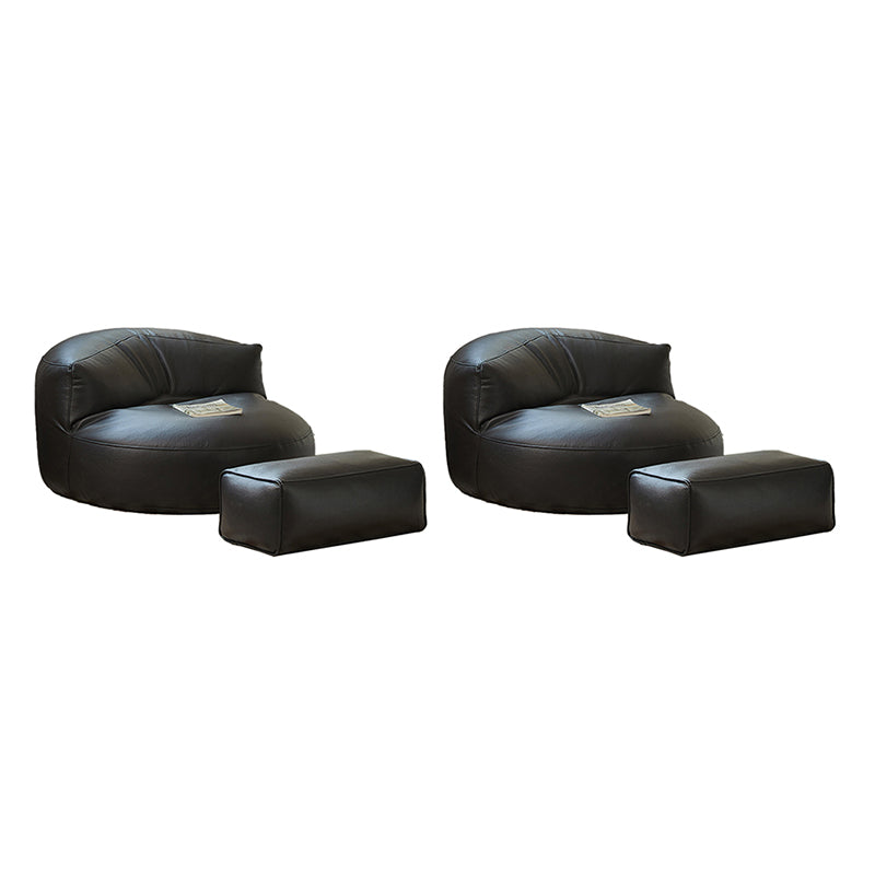 Modern Fixed Back Chair Solid Color Faux Leather Armless Chair