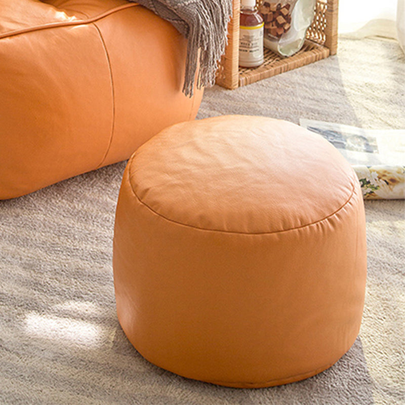 Modern Sewn Pillow Back Chair Faux Leather Sloped Arms Chair