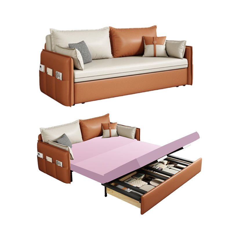 32" Wide Scandinavian Sleeper Sofa Futon Faux Leather Sleeper Sofa