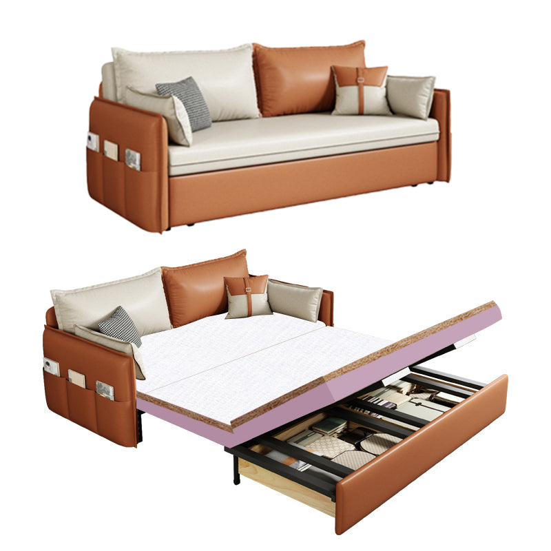 32" Wide Scandinavian Sleeper Sofa Futon Faux Leather Sleeper Sofa