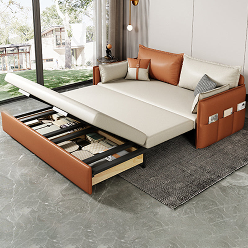 32" Wide Scandinavian Sleeper Sofa Futon Faux Leather Sleeper Sofa