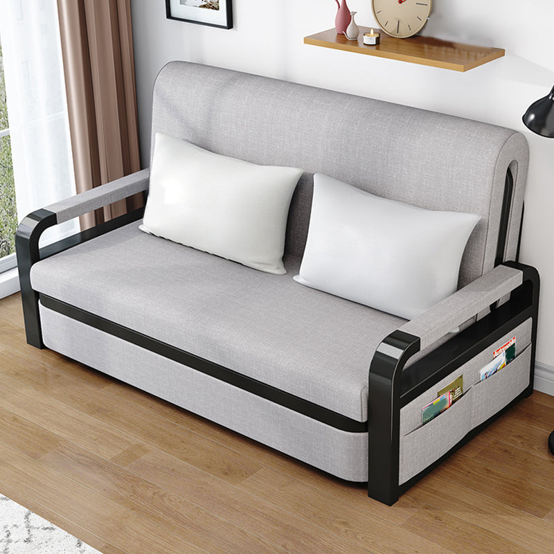 Contemporary Foldable Futon Sleeper Light Gray Futon and Mattress with Storage