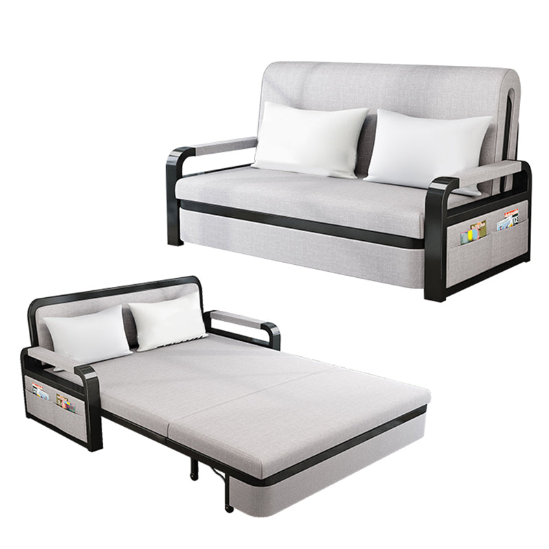 Contemporary Foldable Futon Sleeper Light Gray Futon and Mattress with Storage