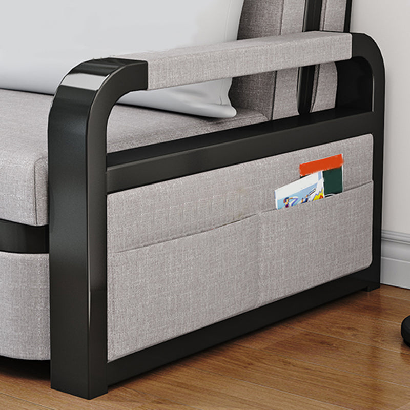 Contemporary Foldable Futon Sleeper Light Gray Futon and Mattress with Storage