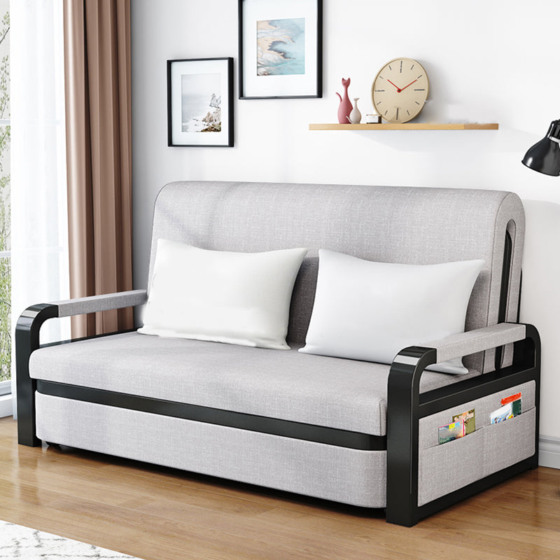 Contemporary Foldable Futon Sleeper Light Gray Futon and Mattress with Storage