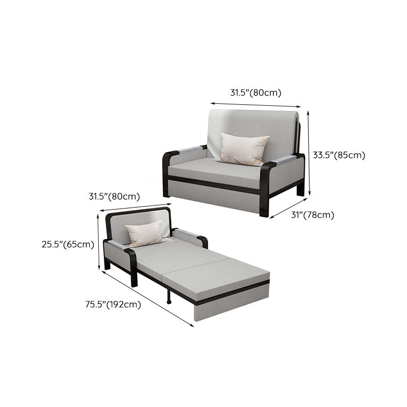 Contemporary Foldable Futon Sleeper Light Gray Futon and Mattress with Storage