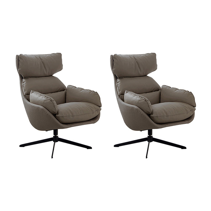 Contemporary Solid Color Arm Chair 4-Star Base Flared Arms Chair