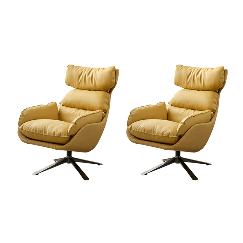 Contemporary Solid Color Arm Chair 4-Star Base Flared Arms Chair