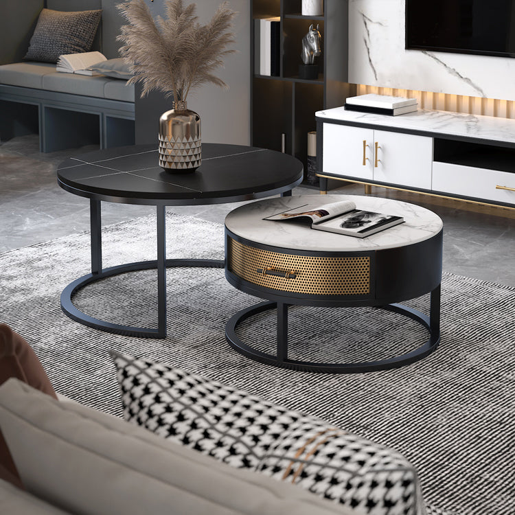 Frame 2 Nesting Coffee Table Set Modern Slate Cocktail Table with Drawer