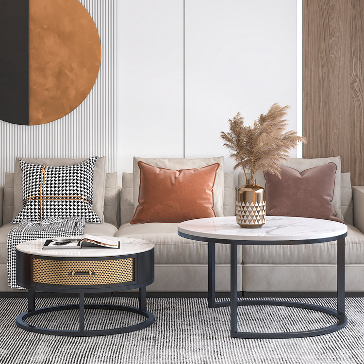 Frame 2 Nesting Coffee Table Set Modern Slate Cocktail Table with Drawer