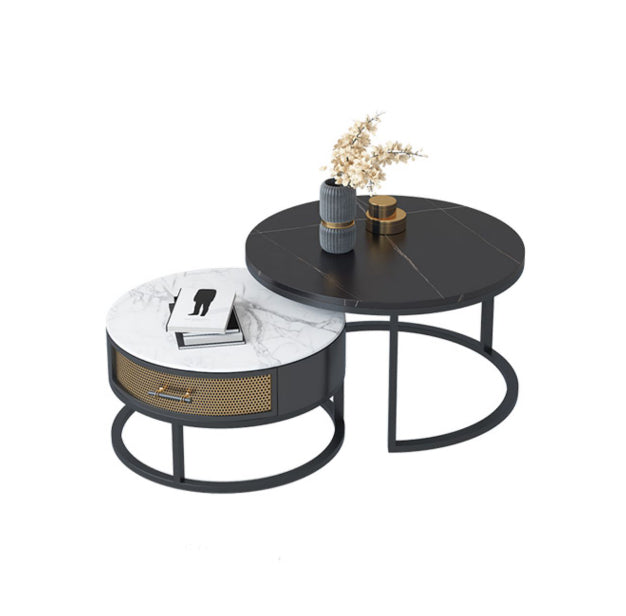 Frame 2 Nesting Coffee Table Set Modern Slate Cocktail Table with Drawer