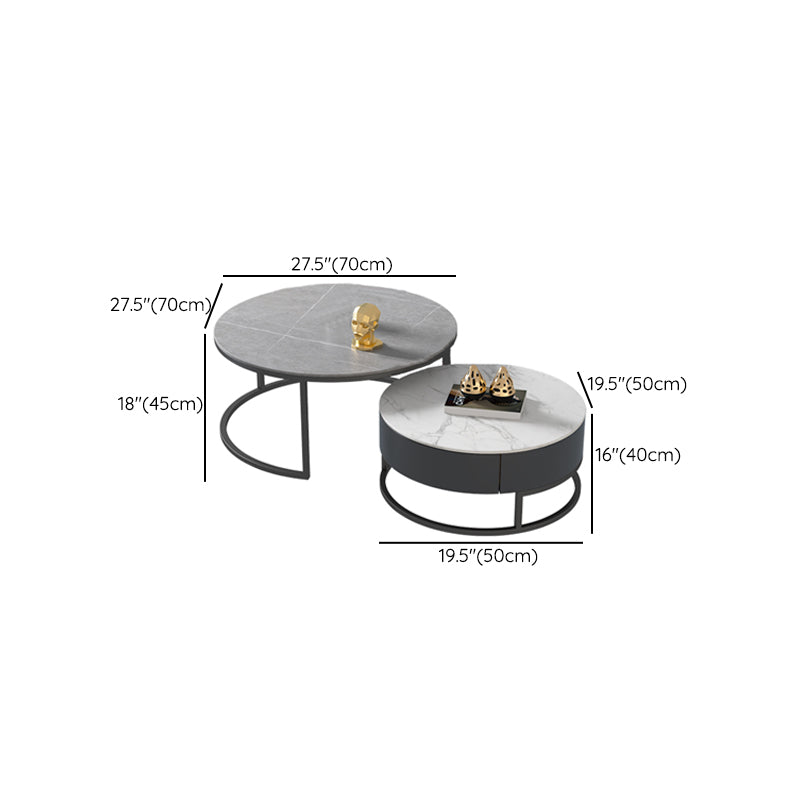 Frame 2 Nesting Coffee Table Set Modern Slate Cocktail Table with Drawer