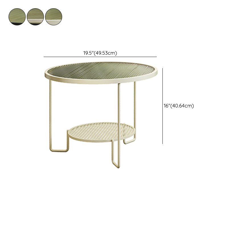 Round GlassCoffee Table Tropical No Distressing Coffee Table Set with Shelf