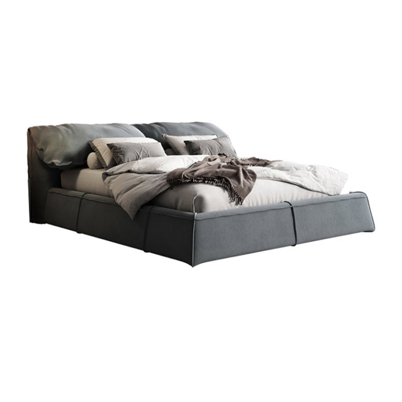 Contemporary Rectangular Upholstered Headboard Solid Color Standard Bed