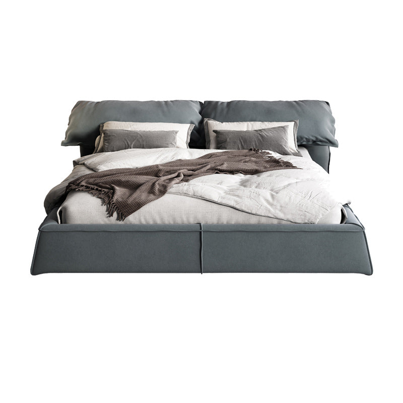 Contemporary Rectangular Upholstered Headboard Solid Color Standard Bed