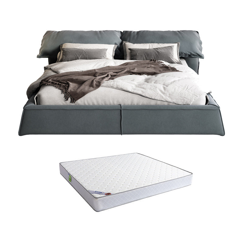 Contemporary Rectangular Upholstered Headboard Solid Color Standard Bed