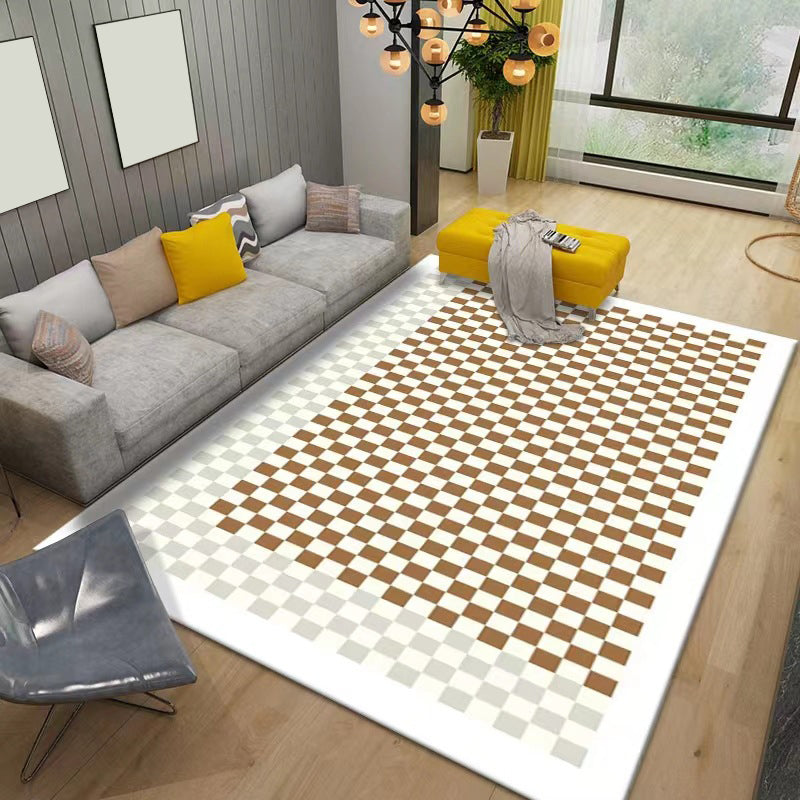 Light Orange Modern Rug Geometry Polyester Rug Washable Rug for Home Decor