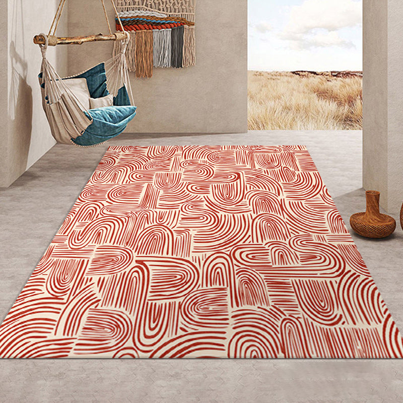 Modern Orange Carpet Pattern Polyester Carpet Washable Carpet for Drawing Room