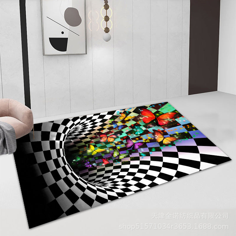 Modern Geometry Carpet Polyester Purple Carpet Washable Carpet for Drawing Room