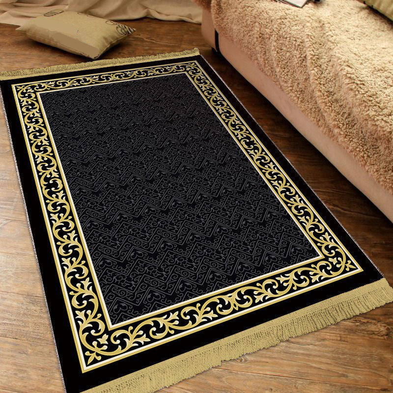 Modern Black Carpet Graphic Polyester Carpet Washable Carpet for Home Decor