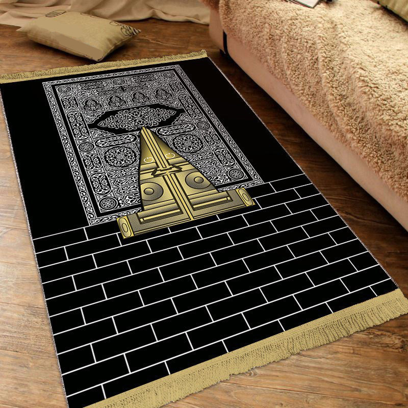 Modern Black Carpet Graphic Polyester Carpet Washable Carpet for Home Decor