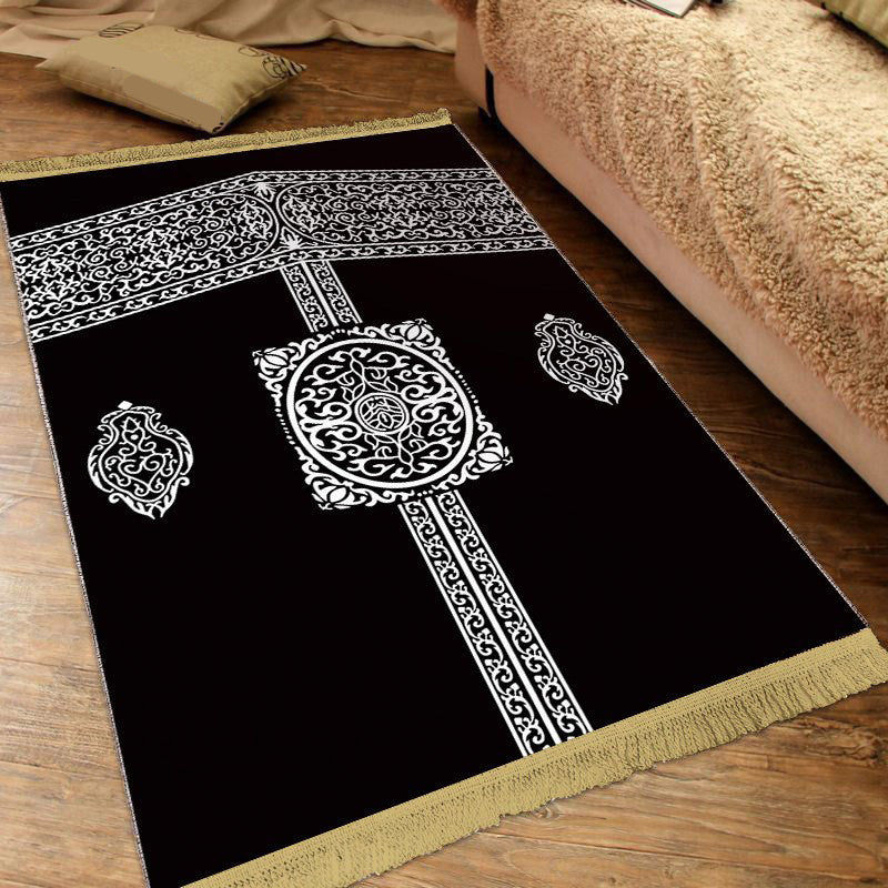 Modern Black Carpet Graphic Polyester Carpet Washable Carpet for Home Decor