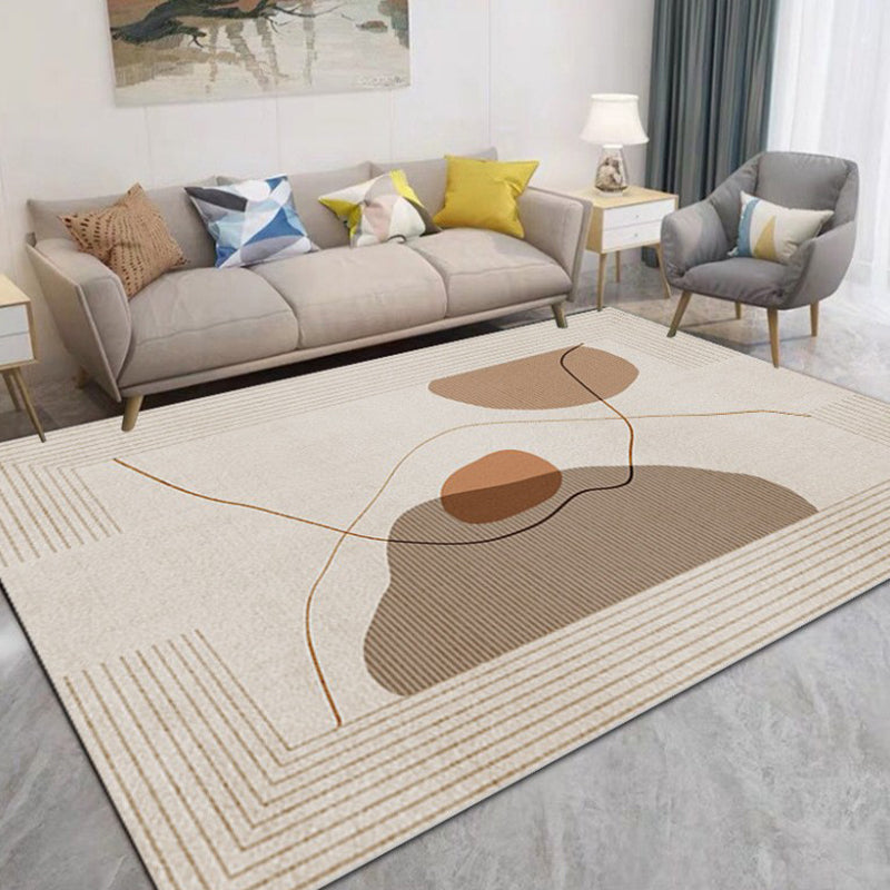 Gray Modern Carpet Line Polyester Area Carpet Washable Carpet for Drawing Room