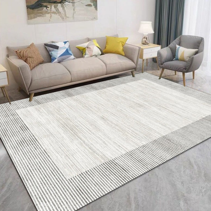 Gray Modern Carpet Line Polyester Area Carpet Washable Carpet for Drawing Room